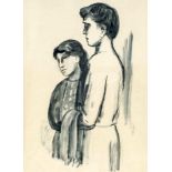 Werner-Paul Schmidt (1888-1964), Maler in München, Junges Paar. Tusche, links untenmonogrammiert.