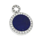 Lapislazuli-Brillant-Anhänger WG 750/000 mit einer runden Lapislazuliplatte 15 mm undBrillanten,