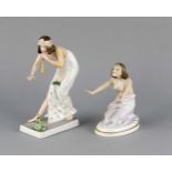 Zwei Jugendstil-Figuren, Rosenthal, Entwürfe B. Boeß im Jahre 1916, beide im Sockel sign.,