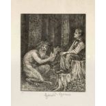 Hans Thoma (1839-1924), Faun und Junge in einem Waldstück, Radierung, u. re. handsign., u.li.