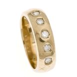 Brillant-Ring GG 585/000 mit 5 Brillanten, zus. 0,30 ct W/SI, RG 59, 7,6 g