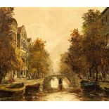 Unidentifizierter Maler Mitte 20. Jh., Amsterdamer Gracht, Öl/Lwd., u. re. undeutl. sign.,76 x 80