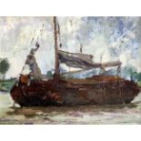 Pieter Jan de Clercq (1891-1964), belgischer Maler, impressionistische Darstellung einesBootes, Öl/