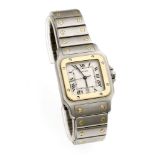 Cartier Herrenarmbanduhr Santos Galbee Stahl/GG 750/000 Quartz, mit Datum und Sekunde,