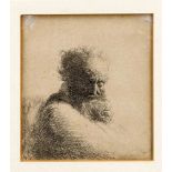 Rembrandt Harmenszoon van Rijn (1606-1669), Portrait eines bärtigen Mannes nach untenblickend,