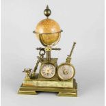 Nautische Uhr mit Thermometer und Barometer, um 1900, Onyx-Marmor und Bronze,