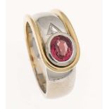 Padparadscha-Saphir-Brillant-Ring GG/WG 750/000 mit einem feinen oval fac.Padparadscha-Saphir 0,98