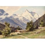 Ernst Carl Walter Retzlaff (1898-1976), Alpine Landschaft mit Bauerngehöft, Öl/Lwd., u.re. sign.,