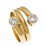 Brillant-Ring GG 750/000 mit 2 Brillanten, zus. 0,51 ct TW/VS-SI, RG 52, 6,8 g