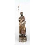 Anonymer Bildhauer um 1900, Krieger mit Schild und Speer. Bronze patiniert, unbezeichnet,Gießer-