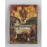 Ikone, 19. Jh., Tempera auf Holz, Auferstehung Christi, stark besch., 44 x 31 cm