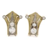 Altschliff-Diamant-Ohrstecker GG/WG 585/000 mit je 4 Altschliff-Diamanten, zus. 0,90 ctl.get.W/SI,