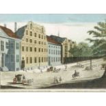Zwei Guckkastenblätter mit Amsterdamer Ansichten, altkol. Radierungen um 1780, Ansicht derneuen