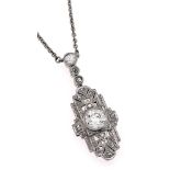 Art-Deco Altschliff-Diamant-Diamantrosen-Collier WG 585/000 mit einem Altschliff-Diamanten1,06 ct