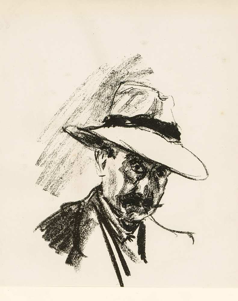 Max Liebermann (1847-1935), 'Selbstbildnis (mit Strohhut)', Lithographie auf festemVelin, aus: '