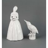 Zwei Figuren, Eisvogel, KPM Berlin, Marke vor 1962, 1. W., Vogel auf naturalistischemSockel mit