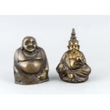 Paar Bronze-Buddha, China, spätes 19. Jh., H. 14 u. 16,5 cm
