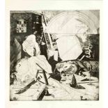Jorge Castillo (*1933), Hommage à Dürer, Interpretation von Dürers Blatt 'Melencolia',Radierung,