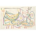 Pablo Picasso (1881-1973), Farblithographie 'Vallauris 7.10.(19)48', im Stein sign.,ortsbez. u.