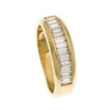 Brillant-Ring GG 750/000 mit Diamant-Baguettes, zus. 0,96 ct TW/lupenrein, RG 53, 5,8 g,Handarbeit