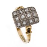 Altschliff-Diamant-Ring GG/WG 585/000 mit 12 Altschliff-Diamanten, zus. 0,30 ct l.get.W/SI-PI, RG