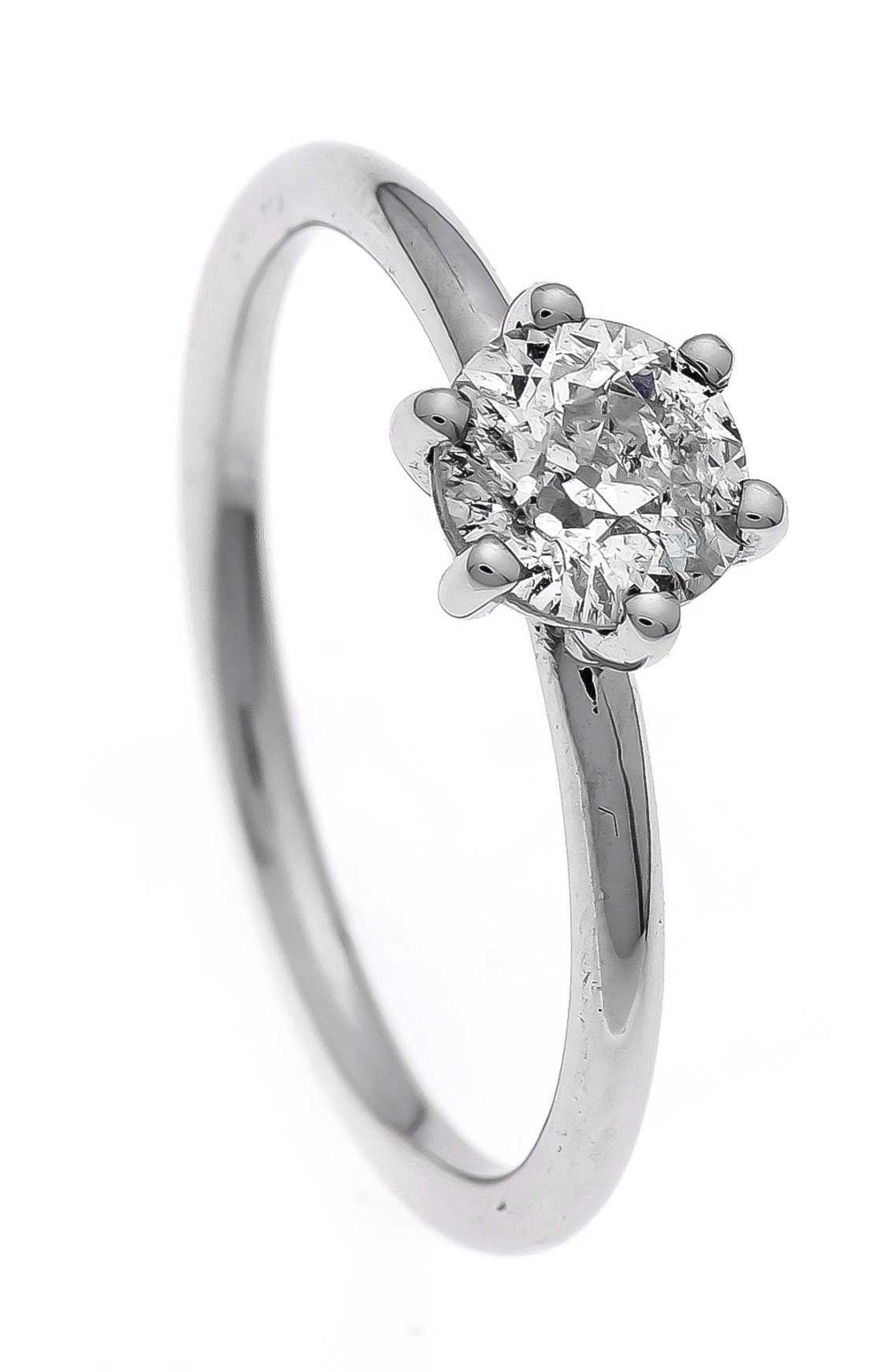 Altschliff-Diamant-Ring WG 750/000 mit einem Altschliff-Diamanten 0,80 ct Weiß(H)/PI, RG 56, 2,9 g