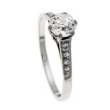 Altschliff-Diamant-Ring WG 585/000 mit einem Altschliff-Diamanten 0,90 ct get.W/SI und Altschliff-