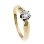 Brillant-Ring GG/WG 585/000 mit einem Brillanten 0,27 ct W/SI, RG 51, 2,6 g