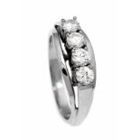 Brillant-Ring GG 585/000 mit 4 Brillanten, zus. 0,93 ct TW/lupenrein, RG 58, 6,3 g