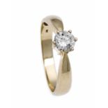 Brillant-Ring GG 585/000 mit einem Brillanten 0,50 ct W/P1, RG 57, 3,6 g