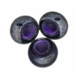 N.E.From Denmark Amethyst-Brosche Silber 925/000 mit 3 Amethystcabochons 9 mm, D. 30 mm, 7,0 g