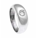 Brillant-Ring WG 750/000 mit einem Brillanten 0,36 ct feines Weiß/lupenrein, RG 53, 10,4 g, mit