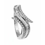 Brillant-Ring WG 750/000 mit 34 Diamant-Baguettes, zus. 0,51 ct und 28 Brillanten, zus. 0,22 ct W/