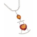 Madeira-Citrin-Brillant-Collier WG 750/000 mit 2 excellenten fac. Madeira-Citrinen, in Herzform 15