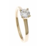 Brillant-Ring GG 585/000 mit einem Brillanten 0,51 ct TW/lupenrein, RG 54, 2,8 g