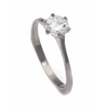 Brillant-Ring WG 750/000 mit einem Brillanten 0,80 ct W/lupenrein, RG 56, 2,5 g