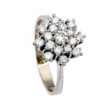 Brillant-Ring WG 585/000 mit 17 Brillanten, zus. 1,0 ct TW/VVS, RG 59, 3,7 g