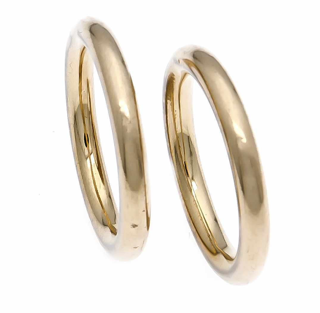 Gold-Ringe GG 750/000 D. 3 mm, 2 x RG 58, 15,3 g