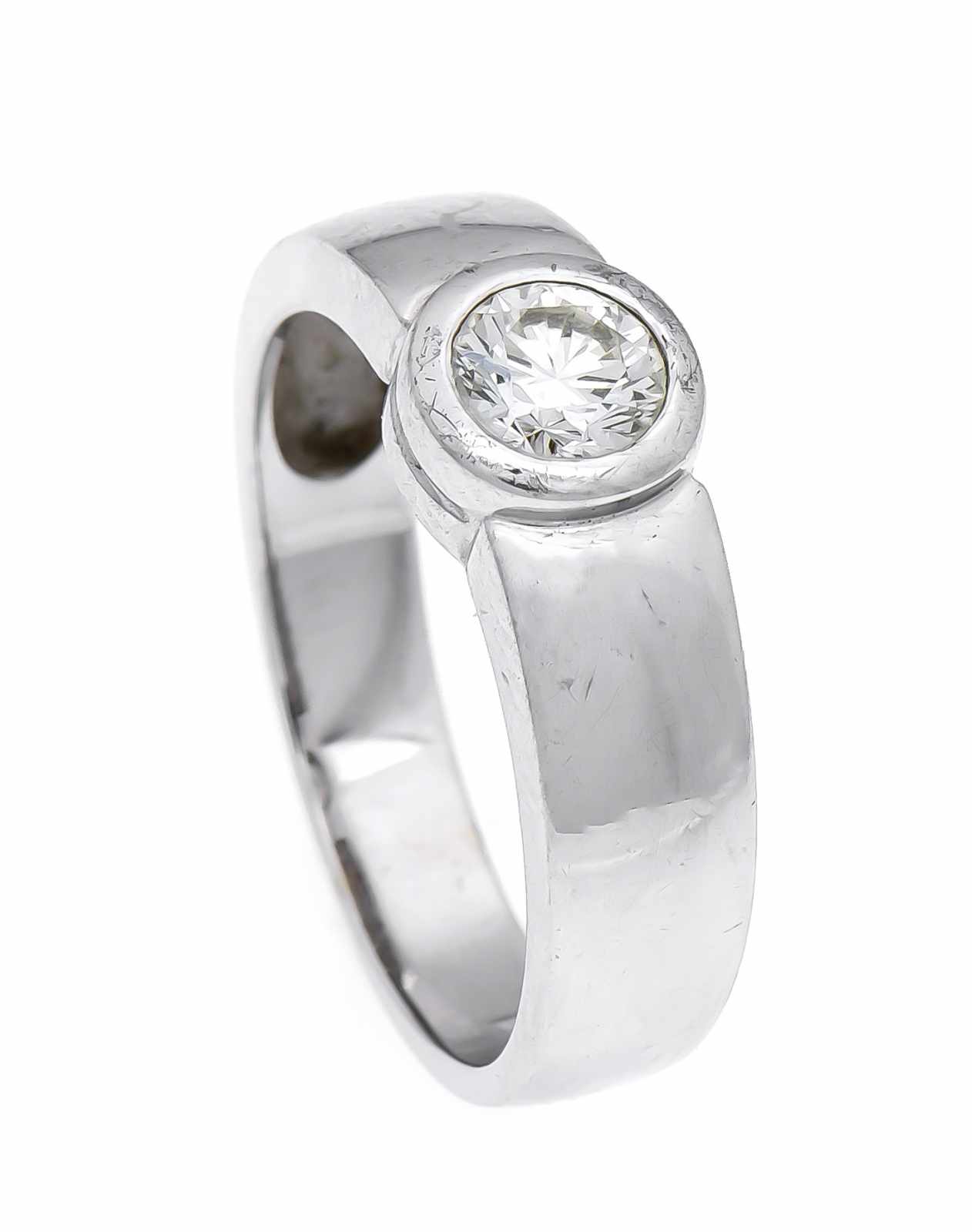 Brillant-Ring WG 585/000 mit einem Brillanten 0,50 ct get.W/lupenrein, RG 58, 6,0 g