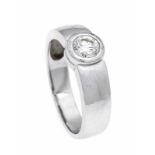 Brillant-Ring WG 585/000 mit einem Brillanten 0,50 ct get.W/lupenrein, RG 58, 6,0 g