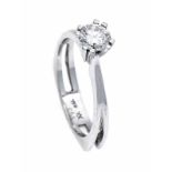 Brillant-Ring WG 750/000 mit einem Brillanten 0,58 ct TW/lupenrein, RG 52, 3,6 g