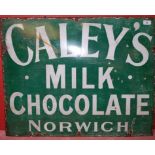 VINTAGE ENAMEL SIGN "CALEY MILK CHOCOLATE NORWICH" 61 X 76 CM APPROX