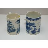 WORCESTER TANKARD PRINTED BLUE AND WHITE FISHERMAN PATTERN (9.