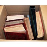 BOX WITH OLD TIME GENERAL COLLECTIONS IN FOUR LINCOLN, TRIUMPH AND FOUR OTHER ALBUMS, USA, INDIA,