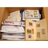 BOX WITH FAR EASTERN ACCUMULATION IN ENVELOPES, IRAN WITH FDC AND MINT IN SMALL STOCKBOOKS, CHINA,