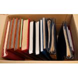 BOX OF VARIOUS IN FOURTEEN STOCKBOOKS OR ALBUMS, FRANCE, USA, CZECH ETC.