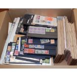 BOX OF VARIOUS ON LEAVES, STOCKBOOKS, CLUB BOOKS ETC. GB, MALAYA, GERMANY ETC.