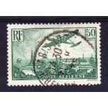 FRANCE: 1936 AIR 50f GREEN USED, SG 540.