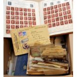 BOX WITH OLD TIME FAMILY COLLECTIONS IN SIX ALBUMS AND LOOSE, GB 1d REDS, FRANCE,