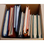 BOX OF VARIOUS IN ELEVEN ALBUMS OR STOCKBOOKS, GB, KG5 COMMONWEALTH ETC.